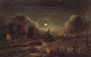 Aert van der Neer Moonlit River oil painting artist